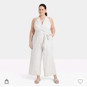NWT A New Day XXL cream striped jumpsuit
